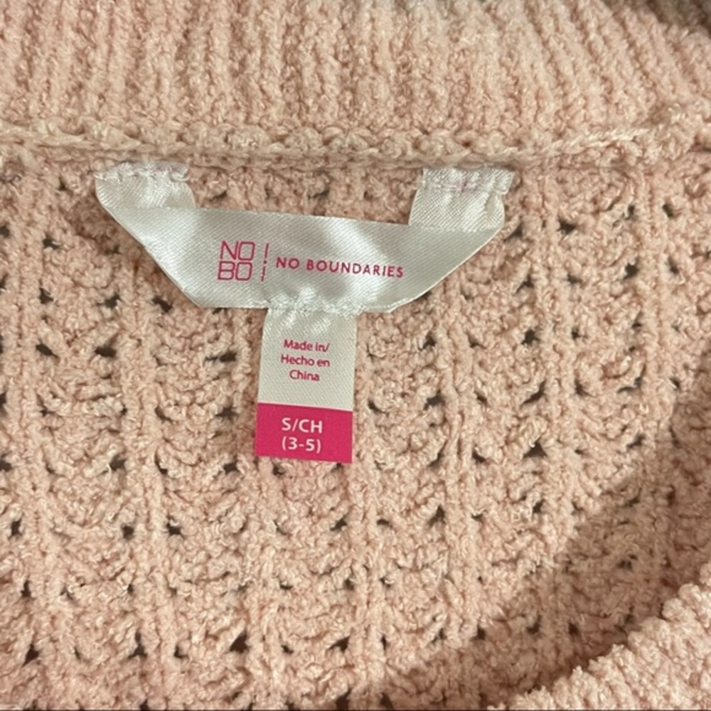 NWT! pink Crochet Knit Pullover Scoop Neck Long Sleeve Sweater Shirt - Picture 4 of 6